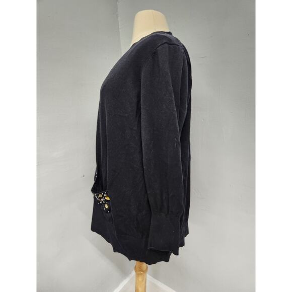 Apt. 9 Black Embellished Pockets Cardigan Size 2X - Picture 3 of 11